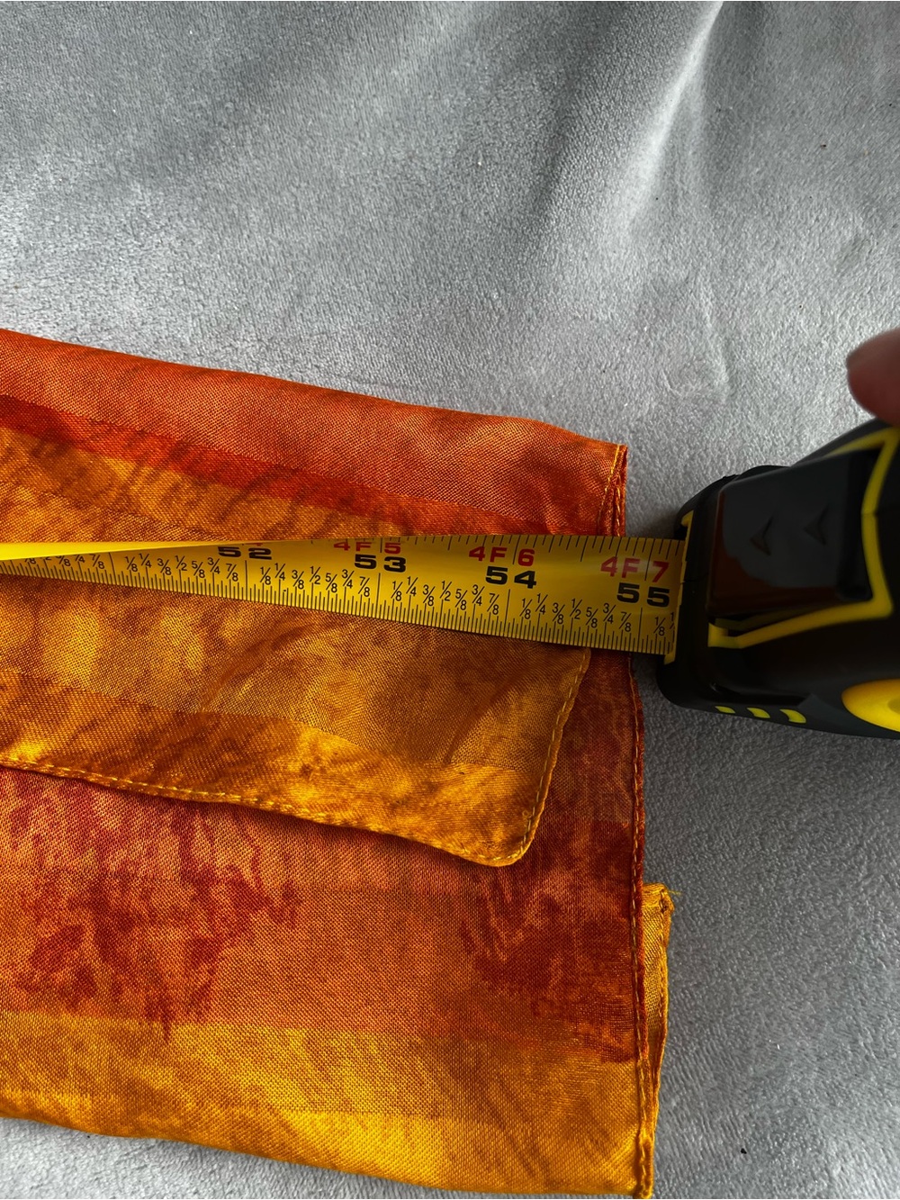 Vibrant Yellow & Burnt Orange Satin Scarf - Picture 5 of 5